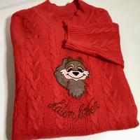 Pullover donna lana ed angora  disegno scoiattoli