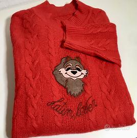 Pullover donna lana ed angora  disegno scoiattoli