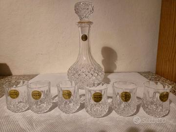 Caraffa e 6 bicchierini in cristallo Cistal'Arques
