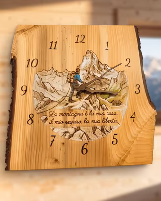 orologio pirografato a mano