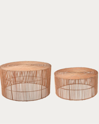 Set Elmima di 2 tavolini 100% rattan con finitura 
