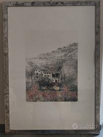 Marisa Benetti opera litografia "Cascina"