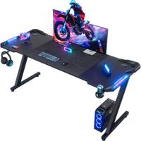 160 x 60cm Scrivania Gaming LED, Tavolo Gaming Erg