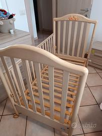Lettino neonato in legno completo materasso e para
