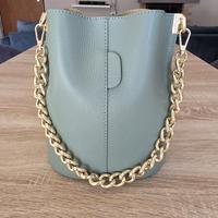 Borsa a sacchetto verde in vera pelle italiana