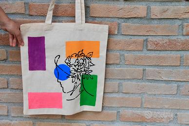 Borsa in tela "Profilo Moderno" - Dipinta a mano
