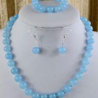 Parure collana bracciale orecchini in acquamarina 