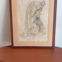 Quadro a carboncino di M. Romano 1950