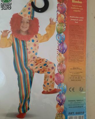 Vestito carnevale clown bambino/a 4/7 anni