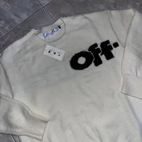 Off-White Men's Logo Crew Knit in Cream