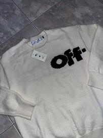 Off-White Men's Logo Crew Knit in Cream