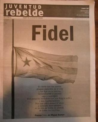 Giornale Cuba Fidel Ediz. Unica 28-11-2016 RARO JR