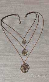 Elegante Collana Multi-Filo a Tre Livelli con Pend