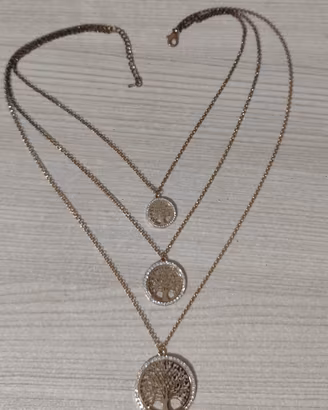 Elegante Collana Multi-Filo a Tre Livelli con Pend