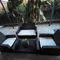 Set in finto rattan nero