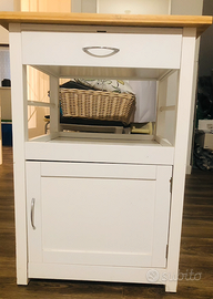 Carrello da cucina bianco con piano in legno