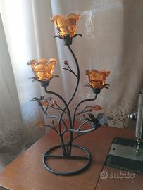 porta candele in ferro e vetro
