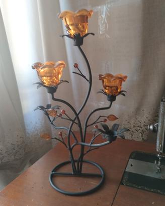 porta candele in ferro e vetro