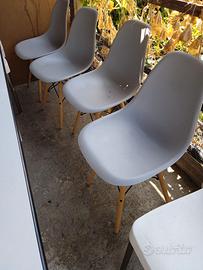 Set 6 Sedie Stile Eames / Scandinavo - Grigio Chia