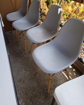 Set 6 Sedie Stile Eames / Scandinavo - Grigio Chia