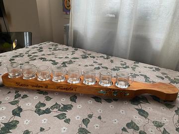 Set Bicchieri Chupito Amari con base in legno