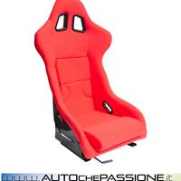 Sedile sportivo tipo rally fisso in tessuto rosso