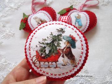 3 Addobbi Natalizi. Fatto a mano. Peter Rabbit