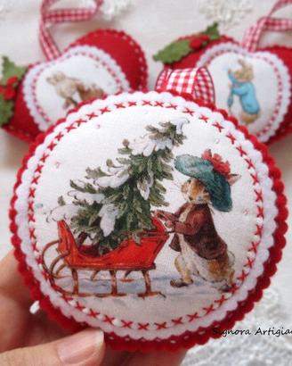 3 Addobbi Natalizi. Fatto a mano. Peter Rabbit