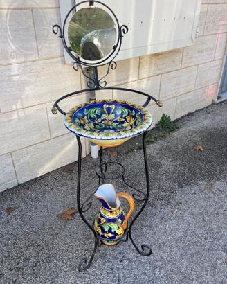 Lavabo con specchiera - ceramica artigianale