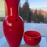 Vaso e ciotola in vetro di Murano originali