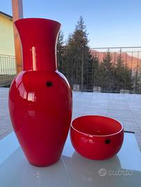 Vaso e ciotola in vetro di Murano originali