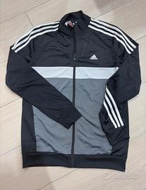 Adidas track top zip nera 3 strisce taglia XL