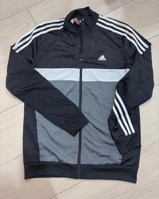 Adidas track top zip nera 3 strisce taglia XL