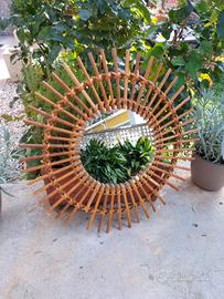 Specchio Rattam/ Vimini Vintage anni 60/70 Boho 