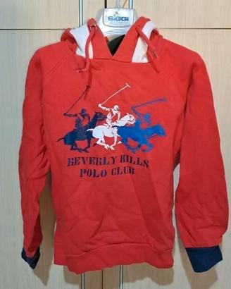 Felpa rossa con cappuccio bambino 7 anni Polo Clu