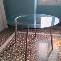Tavolino tondo acciaio e vetro