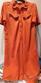 Lacoste mini abito arancio in puro Lino 