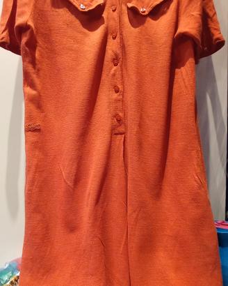Lacoste mini abito arancio in puro Lino 