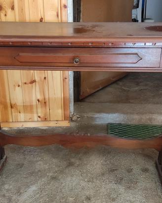 consolle vintage il legno scuro con cassetto 