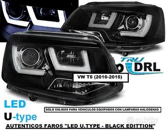 Coppia fanali neri led per VW T5 2009>2015 tube