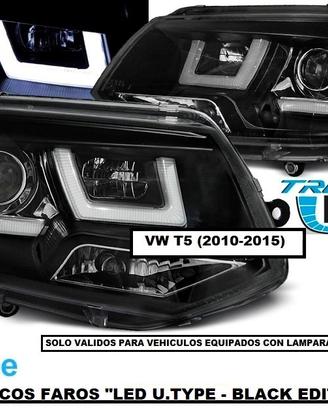 Coppia fanali neri led per VW T5 2009>2015 tube