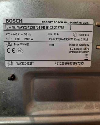 ricambi per lavatrice bosch WAS20423 IT/04 usati