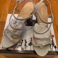 Sandali con tacco 12 cm argento, dettagli gioiello