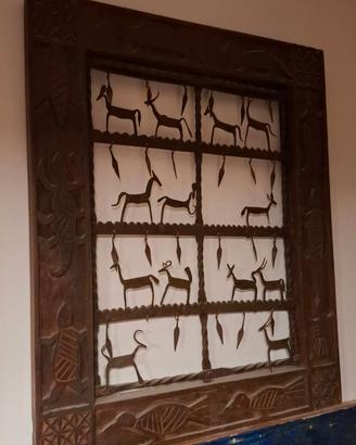Finestra Tribale Dogon (Mali) Legno eFerro Battuto