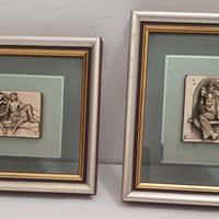 coppia di quadretti decorativi con platina in arge