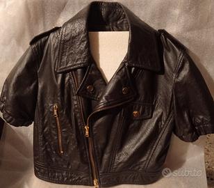 giubbino in pelle manica corta