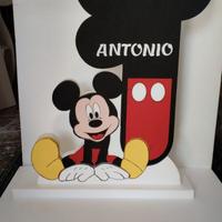 Numero uno compleanno in polistirolo,tema Topolino