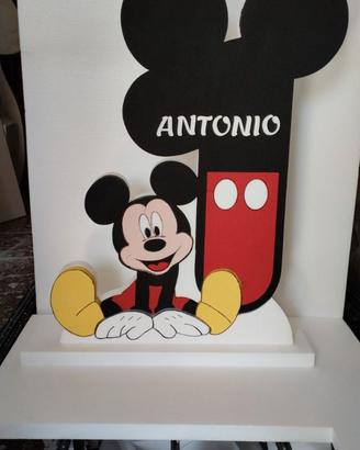 Numero uno compleanno in polistirolo,tema Topolino