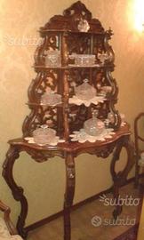 Consolle etagere luigi filippo in noce autentica