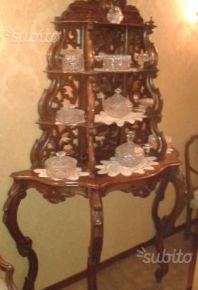 Consolle etagere luigi filippo in noce autentica